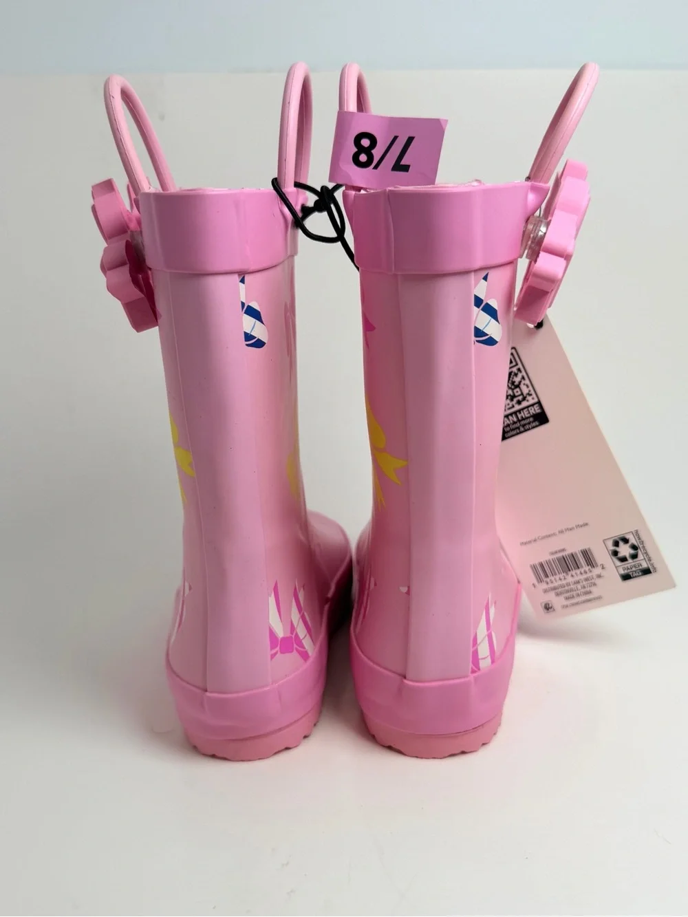 Toddler Waterproof Pink Bow-Accent Rain Boots